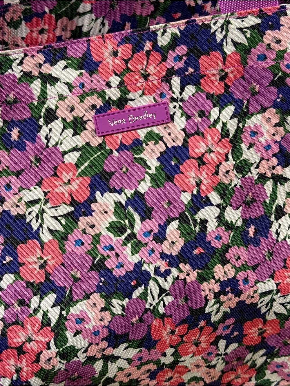 Vera Bradley Large Tote Bag Floral Print Purple Pink - Picture 4 of 12